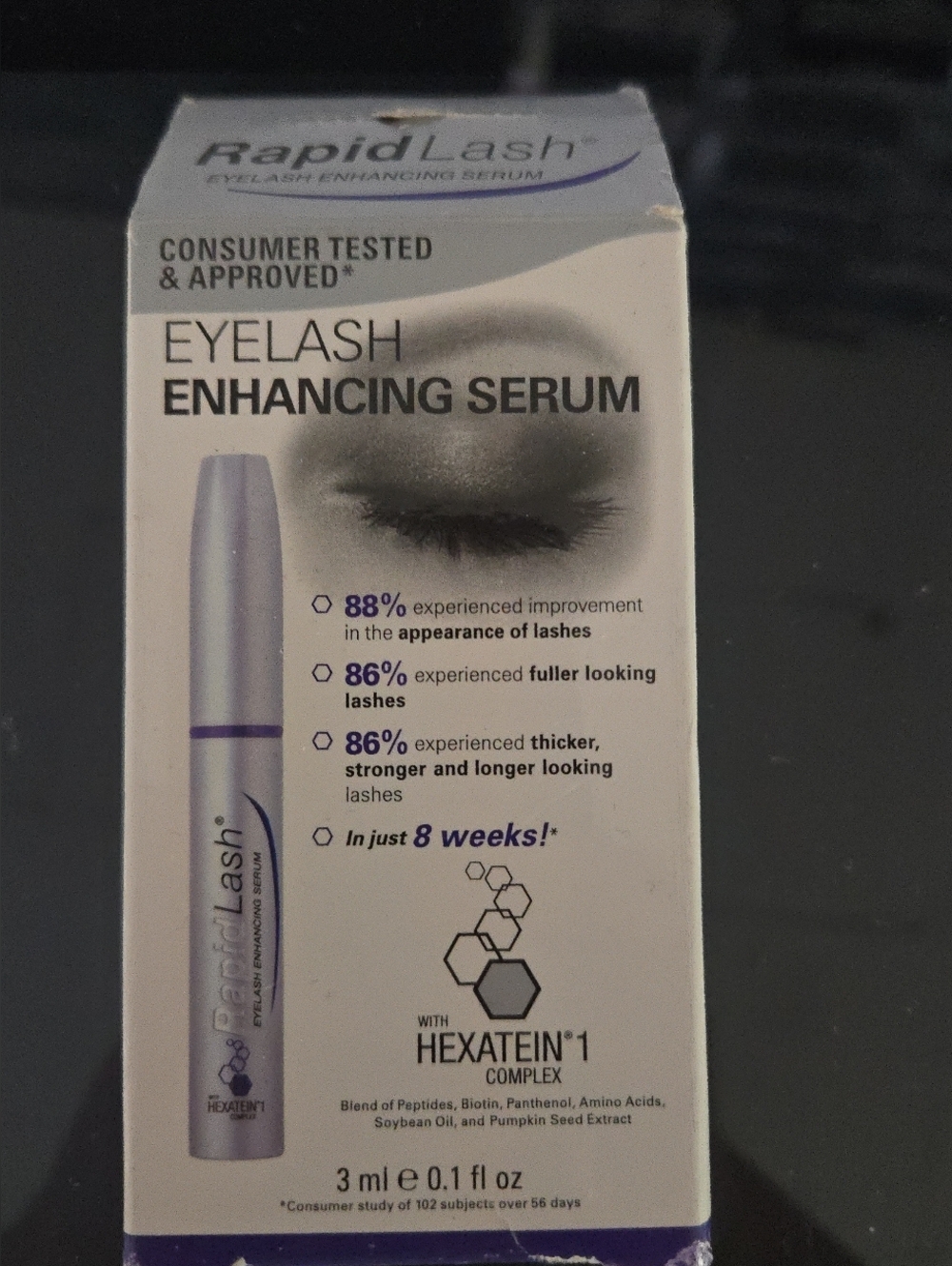 RapidLash Eyelash Enhancing Serum with HEXATEIN 1 Complex.